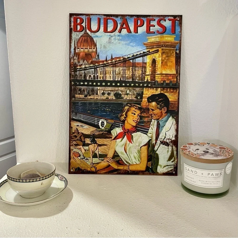 Budapest Hungary Landscape Retro Travel Poster Postcard Art Sign